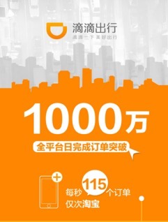 滴滴宣布日完成訂單量破1000萬(wàn)：每秒115個(gè)訂單 僅次于淘寶